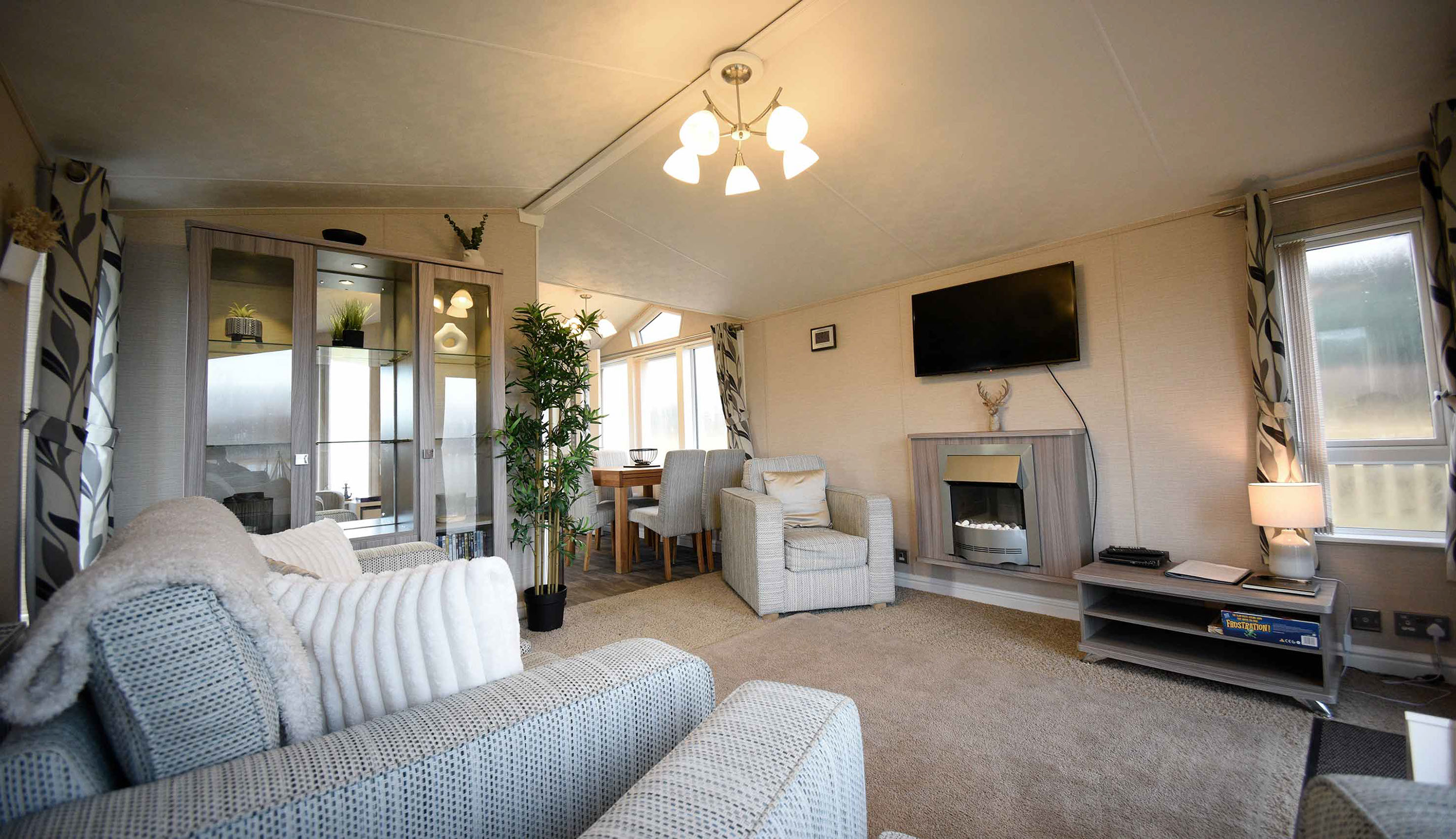 Stay in total comfort at our Marsco Caravan on the Isle of Skye with comfortable living room WIFI internet and sea views