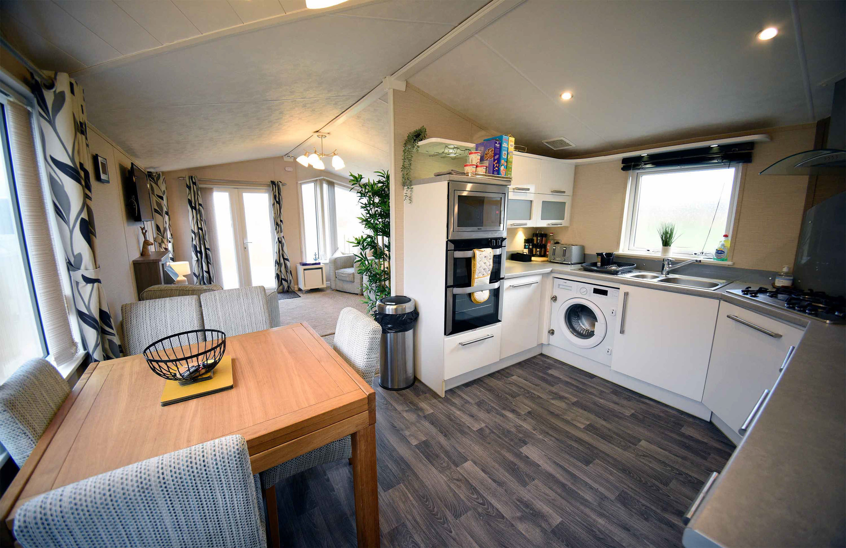 Our Marsco Caravan at Caravan Skye contains a modern fully fitted kitchen and WIFI internet